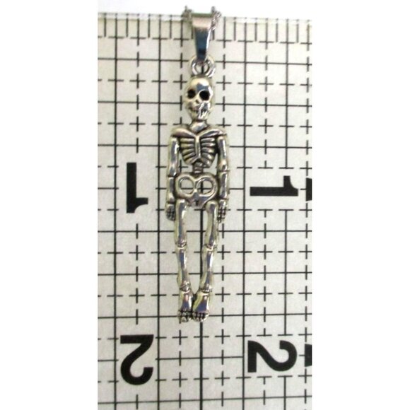 New Skeleton Pendant Necklace With 18" Stainless Chain Gothic Whimsygoth Gift - Picture 3 of 6